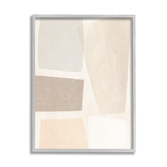 Modest Neutral Toned Blocked Abstract Shapes Abstract Painting Framed Art Print Wall Art