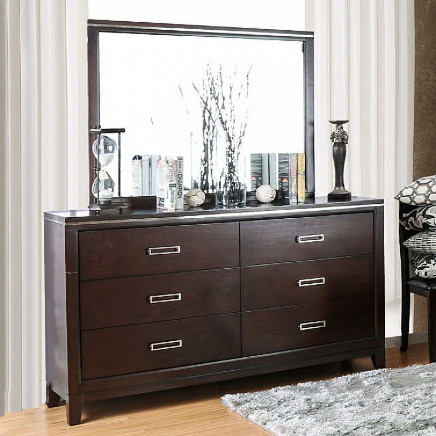 Modest Plain Contemporary Style Wooden Dresser Cherry Brown