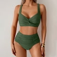 thumbnail image 1 of Modest Swimsuits for Women Two Piece Twist Bikini Sets Push Up High Waisted Stretchy Swimwear, 1 of 9