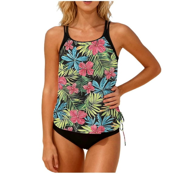 Modest Tankini Sets for Women's Swimsuits 2 Piece Tankini Swimsuit Summer Ruched Padded Modest Swimsuits 2026 Trendy