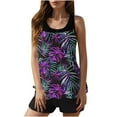 thumbnail image 1 of Modest Tankini Swimsuits for Women, Two Piece Athletic Womens Bathing Suits Tropical Prints Blouson Tank Tops with Board Shorts, 1 of 8