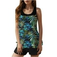 thumbnail image 1 of Modest Tankini Swimsuits for Women, Two Piece Athletic Womens Bathing Suits Tropical Prints Blouson Tank Tops with Board Shorts, 1 of 8
