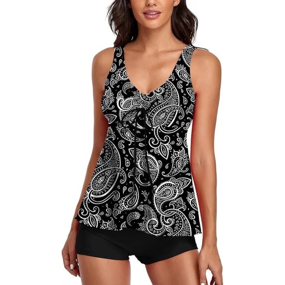 Modest Tankini Swimsuits for Women Two Piece Bathing Suits Floral Print Tank Top with Boyshorts bikini set swimwear women 2024