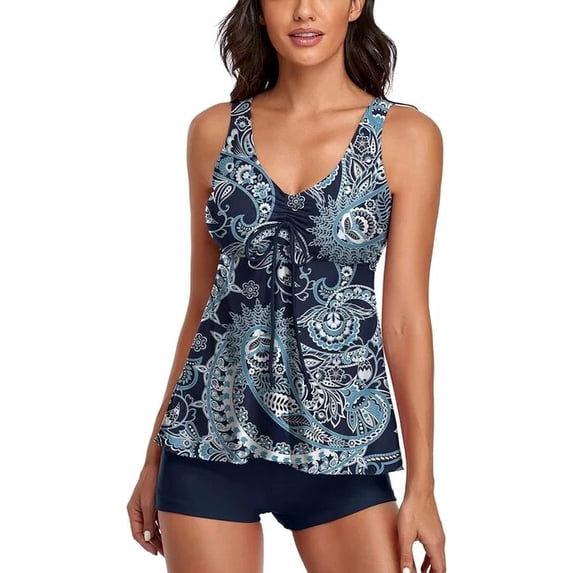 Modest Tankini Swimsuits for Women Two Piece Bathing Suits Floral Print Tank Top with Boyshorts bikini set swimwear women 2024