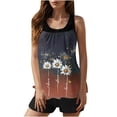 thumbnail image 1 of Modest Tankinis for Women 2 Piece Tankini Swimsuits Set Beach Vacation Floral Tank Tops Bathing Suits(Coffee XL), 1 of 7