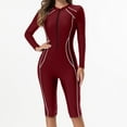 thumbnail image 1 of Modest Wetsuits for Women Long Sleeve Front Zipper UPF50+ Boyleg Surfing Bathing Suit for Swimming Pool, 1 of 7