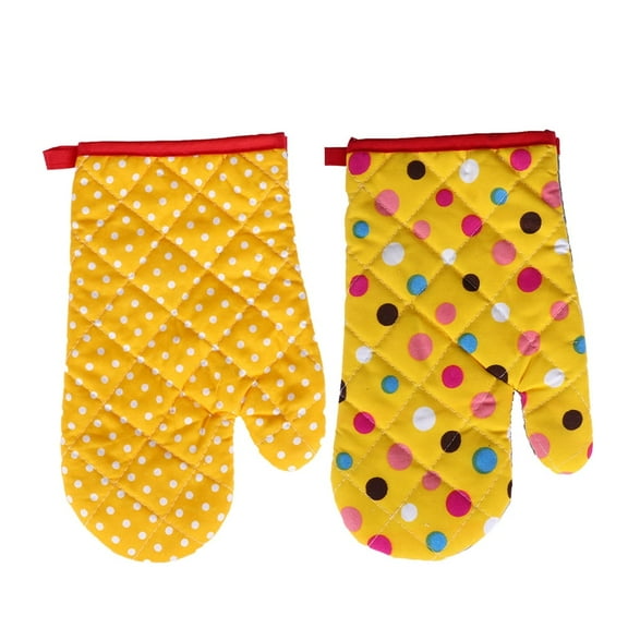 Modex Home Heat Resistant Yellow Cotton Oven Mitts (2 Count)