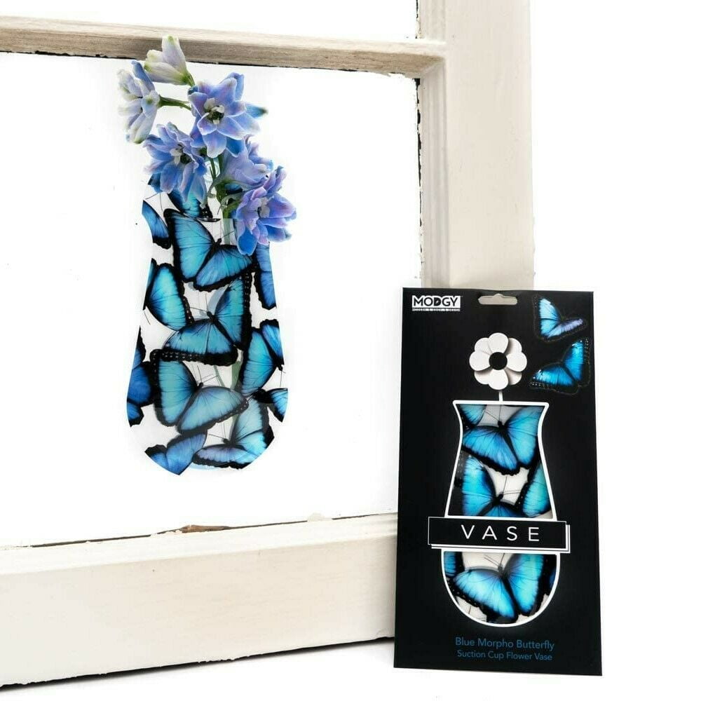 Modgy Collapsible / Expandable Suction Cup Flower Vase Blue Morpho