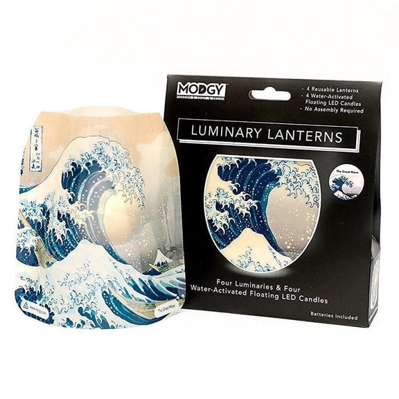 Modgy Lumizu Collapsible 4pc Luminary Lantern Set - The Great Wave