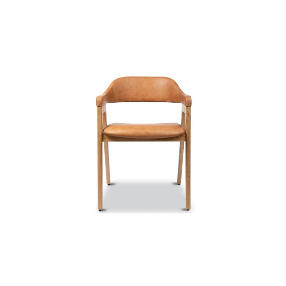 Modholic Atlas Leather Dining Chair, Tan (Set Of 2)