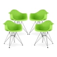 thumbnail image 1 of Modholic Eiffel Armchair With Steel Legs, Green (Set Of 4), 1 of 5