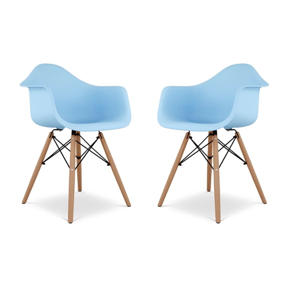 Modholic Eiffel Armchair With Wood Legs, Blue (Set Of 2)