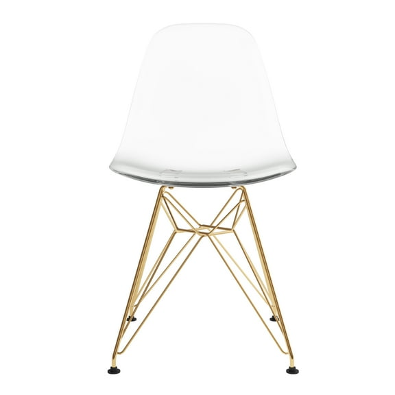 Modholic Eiffel Chair With Gold Legs, Clear