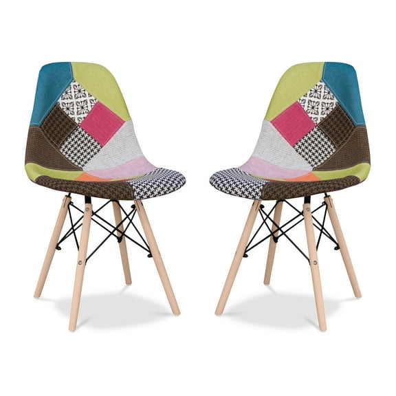 Modholic Eiffel Chair With Wood Legs, Multi (Set Of 2)