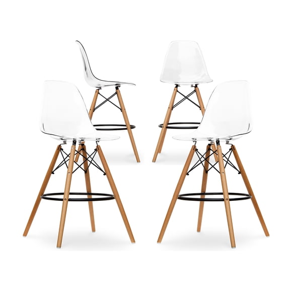 Modholic Eiffel Counter Stool, Clear (Set Of 4)