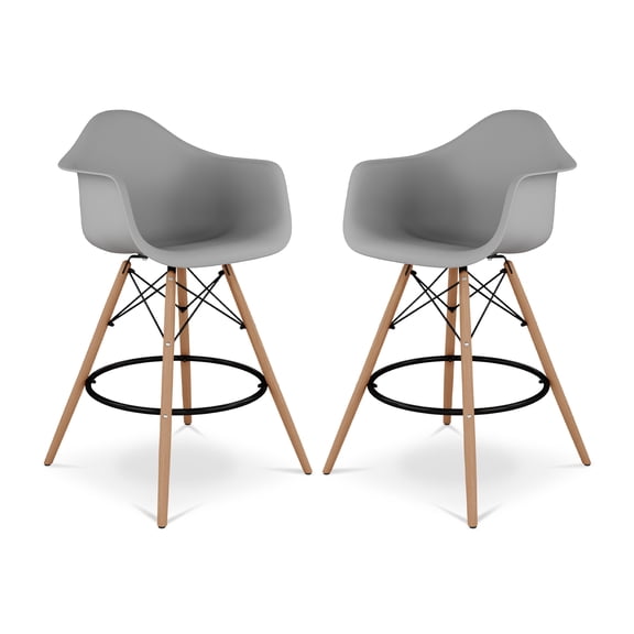 Modholic Eiffel Counter Stool With Arms, Gray (Set Of 2)