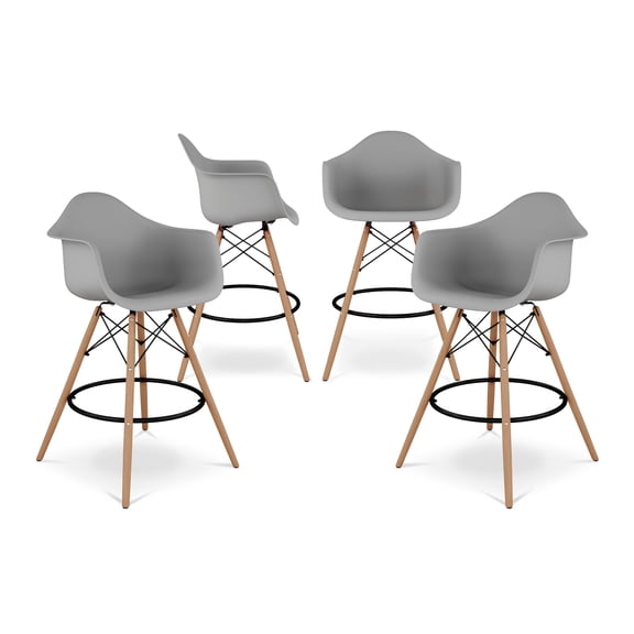 Modholic Eiffel Counter Stool With Arms, Gray (Set Of 4)