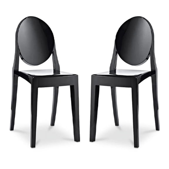 Modholic Ghost Dining Chair, Black (Set Of 2)