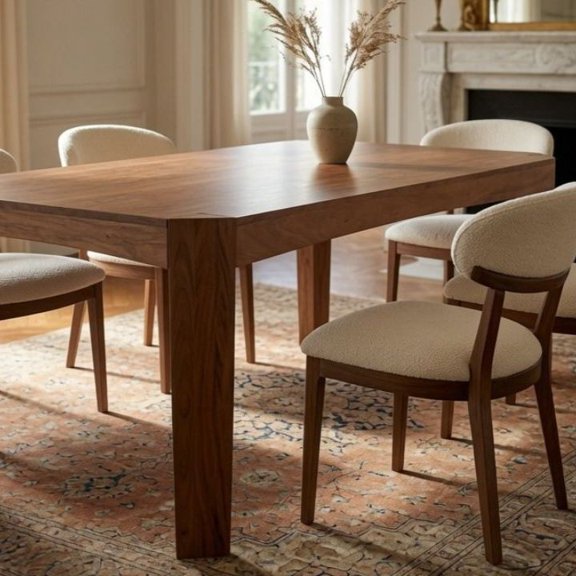 Modholic Rimini Dining Table, Light Walnut - Medium 5ft