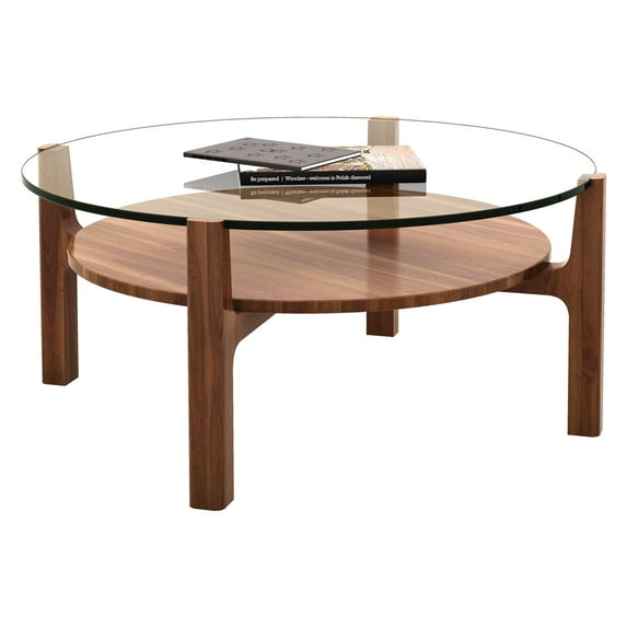 Modholic Soho Teak Wood Coffee Table - Round, Walnut