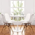 thumbnail image 1 of Modholic Tulip 36" Round Wood Dining Table & Set Of 4 Wood Leg Chairs, White, 1 of 6