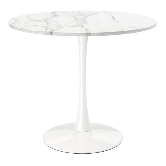 Modholic Tulip 36" Wood Top Dining Table, Marble Finish
