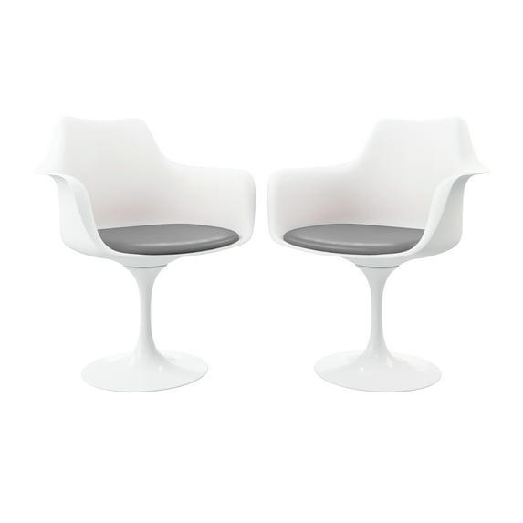 Modholic Tulip Swivel Armchair, Gray (Set Of 2)