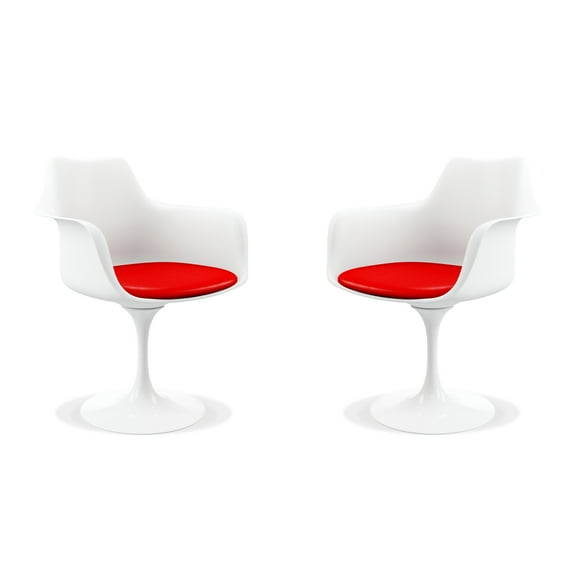 Modholic Tulip Swivel Armchair, Red (Set Of 2)