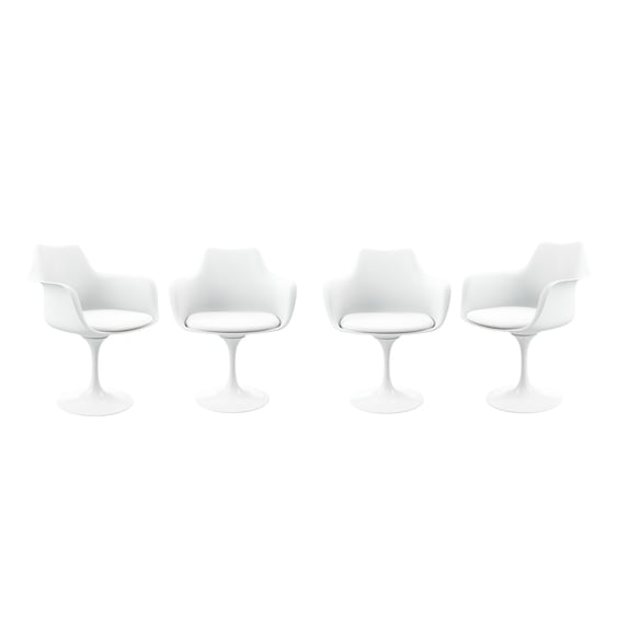 Modholic Tulip Swivel Armchair, White (Set Of 4)