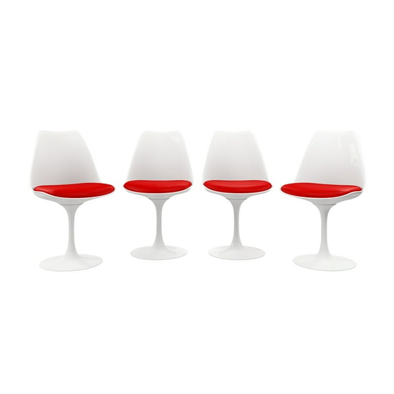 Modholic Tulip Swivel Side Chair, Red (Set Of 4)