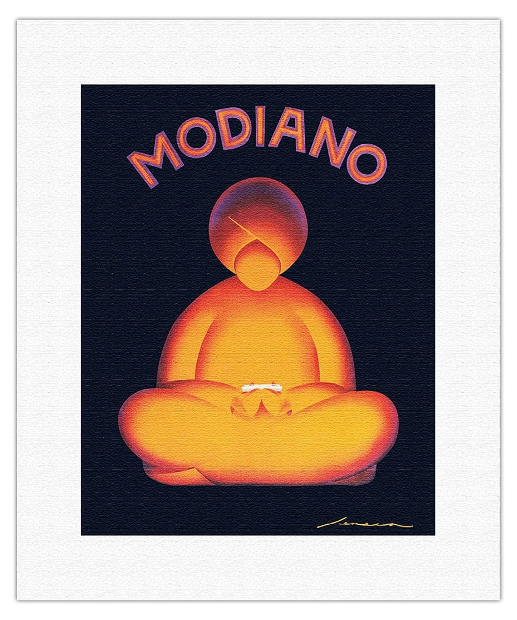 Modiano Cigarette Papers - Pasha Figure Meditating - Vintage Advertising  Poster by Federico Seneca c.1929 - Fine Art Rolled Canvas Print 27in x 40in 