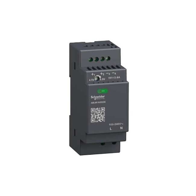 Modicon Power Supply, 90/264V AC, 5V DC, 18 W, 3.6 A, DIN Rail/Panel ABLM1A05036