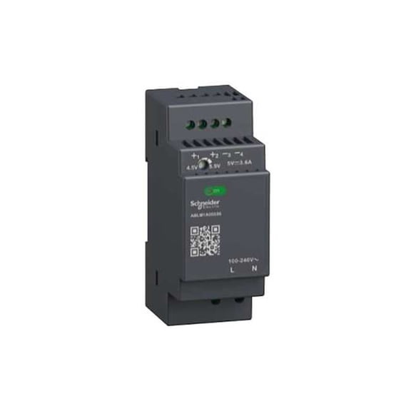 Modicon Power Supply, 90/264V AC, 5V DC, 18 W, 3.6 A, DIN Rail/Panel ABLM1A05036