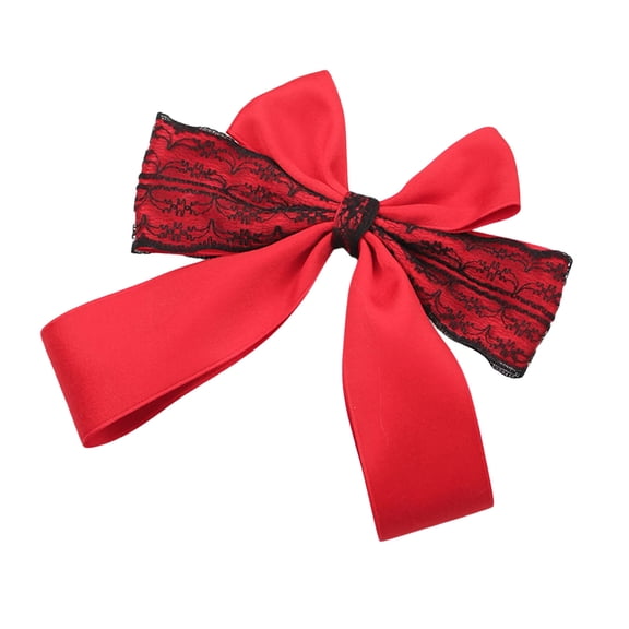 Modifiable Hair Bow With Delicate Lace Trim Comfortable Fabric Hair Addition For Casual Outfits Party Fashion And Present Thoughts