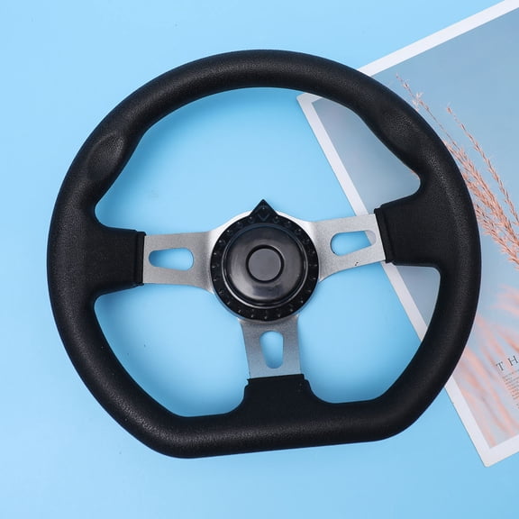 Milisten Black PU Steering Wheel and Easy to Install for Car, UTV, Go-Kart, Off-Road and Utility Vehicles