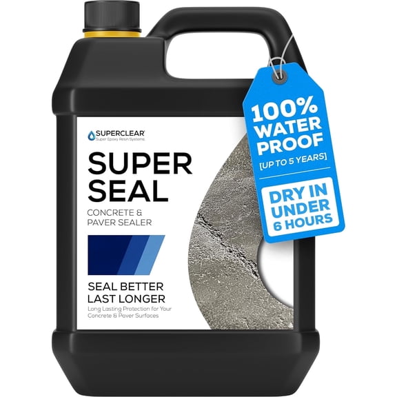 Superclear Modified Acrylic Concrete Paver Super Sealer 1 Gallon, Wet Look Penetrating Sealer for Pavers, Patios, Pool Decks, and Driveways, Pet Friendly Zero VOC