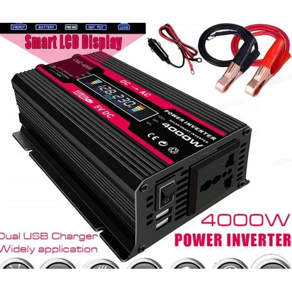 Modified Inverter,To 220v Converter Inverter Converter Car Inverter With 2 12v To 220v Inverter L-ed Display 4000w Peak Inverter 12v Port Socket 300w Rated Rookin