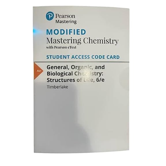 Modified MasteringChemistry with Pearson eText -- ValuePack Access Card -- for General, Organic, and Biological Chemistry: Structures of Life, 9780134763101, Paperback, 6th edition