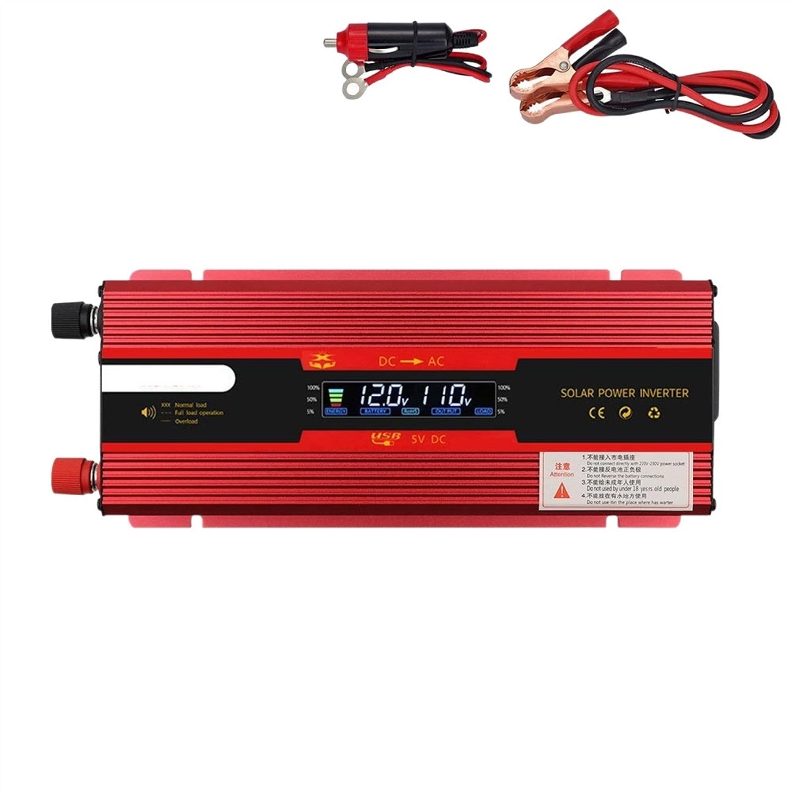 Modified Sine Wave Power Inverter LCD 12V/24V To 220 110 Converter