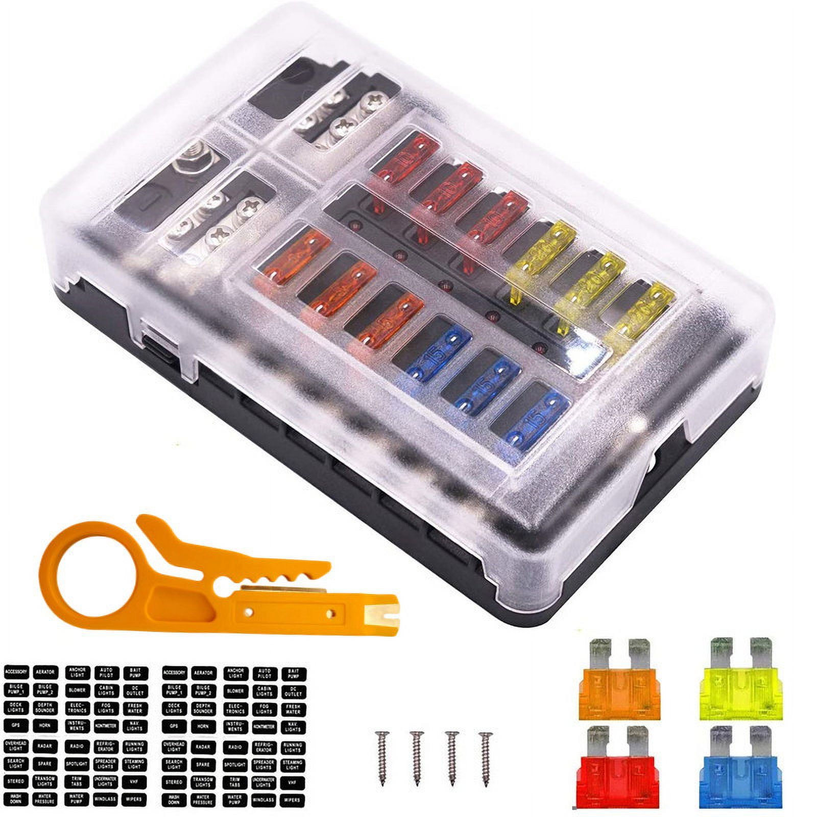Modified multichannel Fuse Box 12way positive and negative pole car