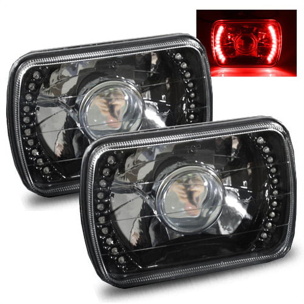 ModifyStreet Red LED Ring H6014/H6052/H6054 7x6 SemiSealed Beam Projector Headlights Conversion