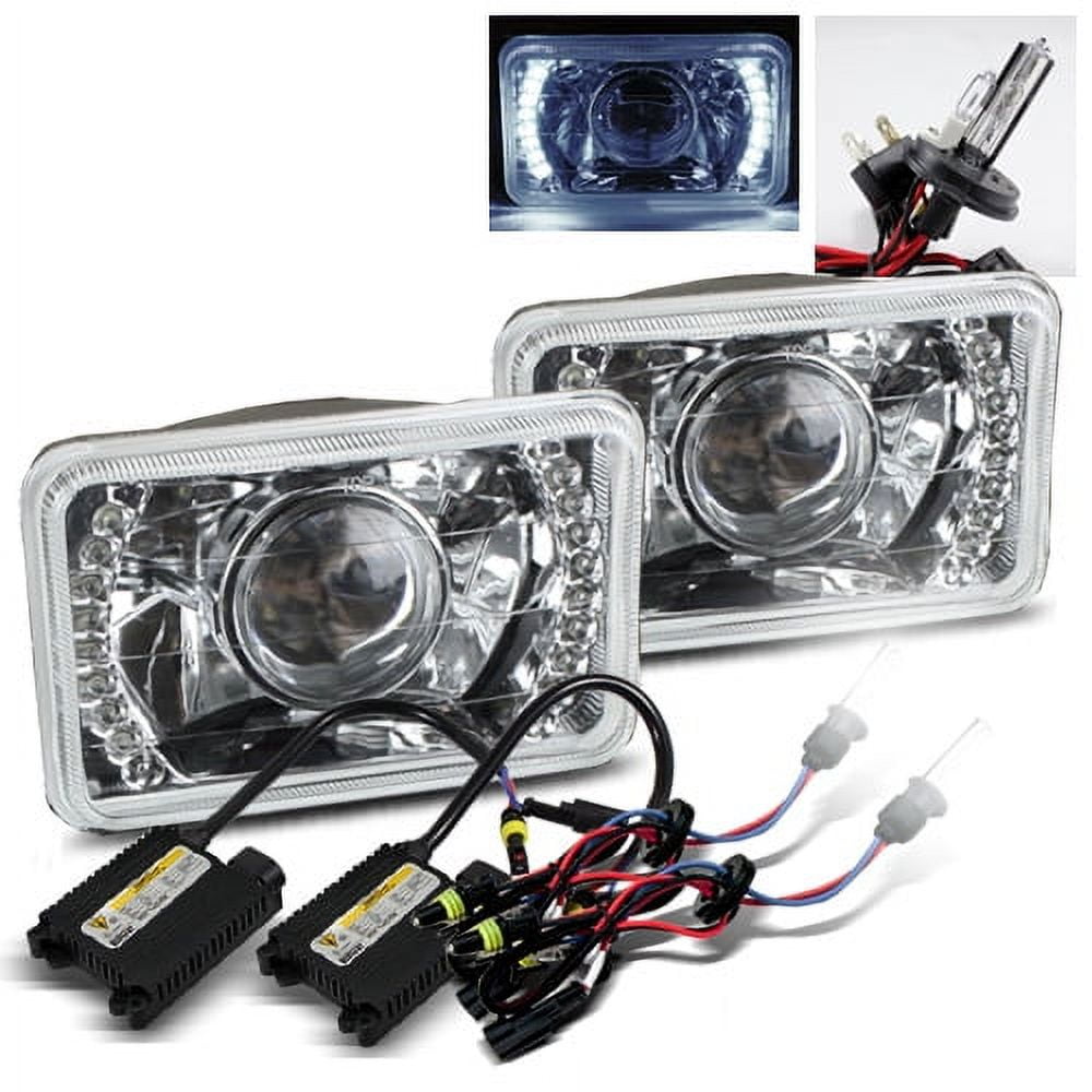 Modifystreet 6000K H42 HID + White LED Ring H4651/H4652/H4656/H4666 4x6 SemiSealed Beam