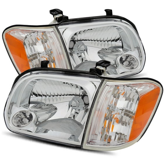 Modifystreet For 05-06 Toyota Tundra Double Cab/05-07 Sequoia Chrome Crystal Headlights/Corner Signal Lights Left/Right Assembly