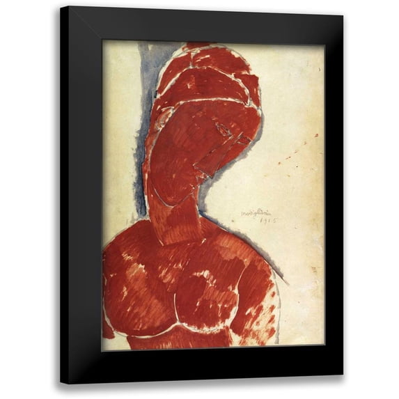 Modigliani, Amedeo 11x14 Black Modern Framed Museum Art Print Titled - Portrait In Red