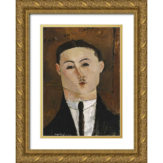 Modigliani, Amedeo 11x14 Gold Ornate Wood Framed with Double Matting Museum Art Print Titled - Portrait De Paul Guillaume