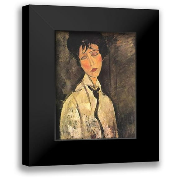Modigliani, Amedeo 12x14 Black Modern Framed Museum Art Print Titled - Lady With Black Tie