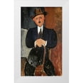 thumbnail image 1 of Modigliani, Amedeo 12x18 White Modern Wood Framed Museum Art Print Titled - Seated Man - Leaning On a Cane, 1 of 4