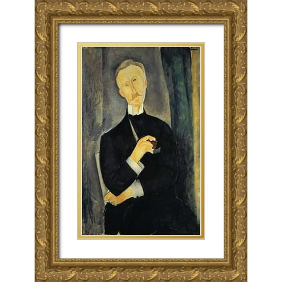 Modigliani, Amedeo 13x18 Gold Ornate Wood Framed with Double Matting Museum Art Print Titled - Roger Dutilleul
