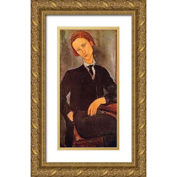 Modigliani, Amedeo 14x24 Gold Ornate Wood Framed with Double Matting Museum Art Print Titled - Monsieur Baranowski