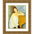 thumbnail image 1 of Modigliani, Amedeo 15x18 Gold Ornate Wood Framed with Double Matting Museum Art Print Titled - Jeanne He´buterne, 1 of 4